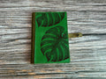 Monstera Leaf Leather Journal Cover: Personalized Notebook, Business Portfolio