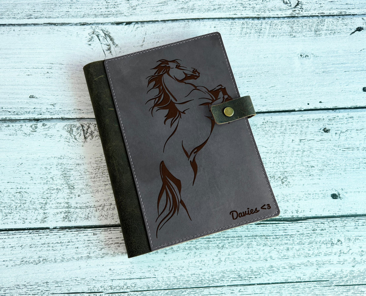Handmade Horse Leather Journal Cover, Personalized Notebook