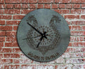 Helm of Awe Leather Wall Clock: Viking Celtic Dragon Engraved