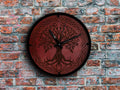 Engraved Leather Tree of Life Clock: Celtic Scandinavian Wall Decor