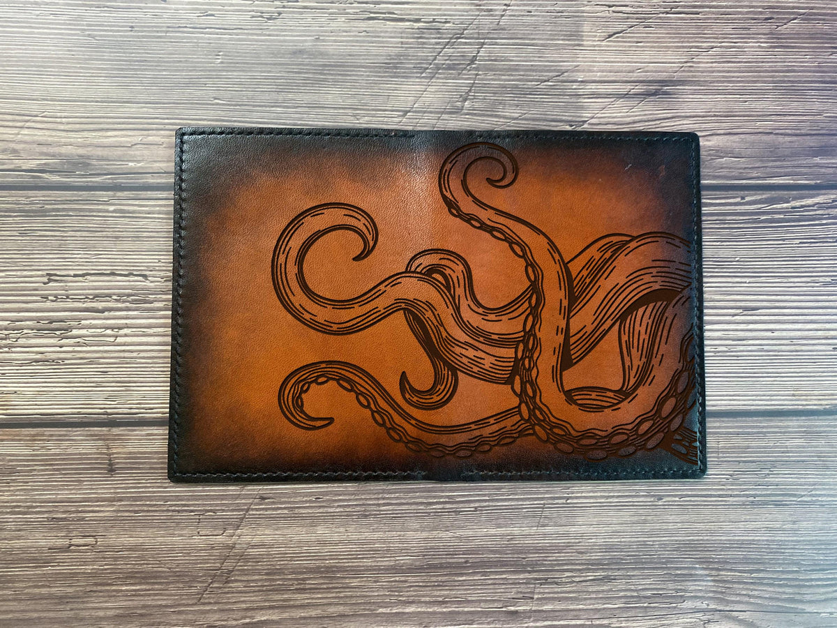 Kraken Leather iPhone Wallet: Handmade Octopus Art Case