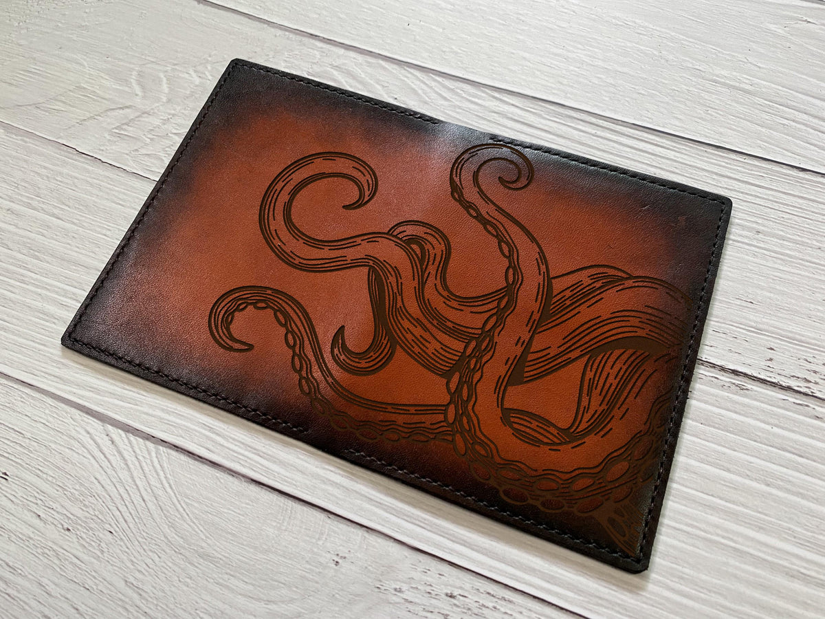 Kraken Leather iPhone Wallet: Handmade Octopus Art Case