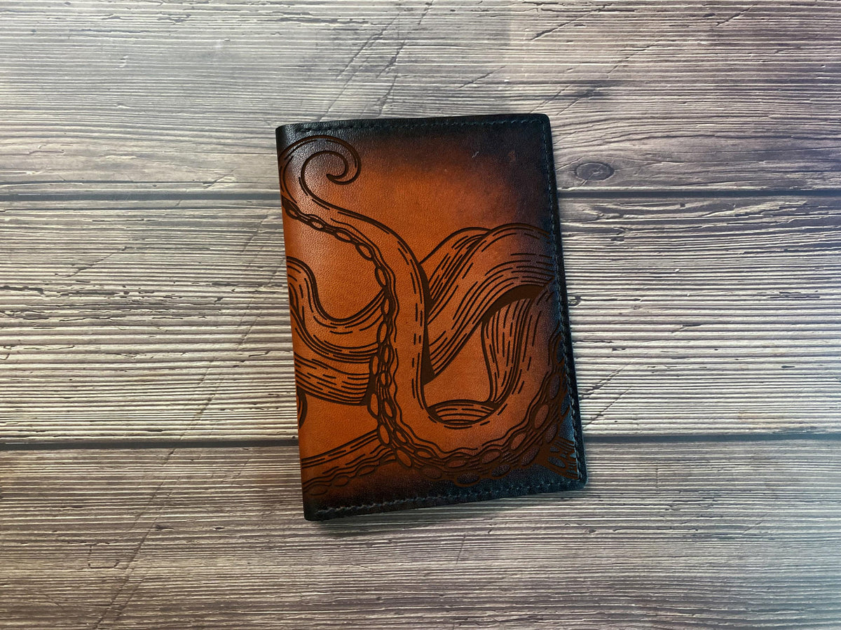 Kraken Leather iPhone Wallet: Handmade Octopus Art Case