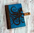 Engraved Octopus Leather Journal Cover: Personalized Kraken Notebook