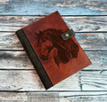 Engraved Horse Leather Journal Cover: Custom A4 A5 Notebook
