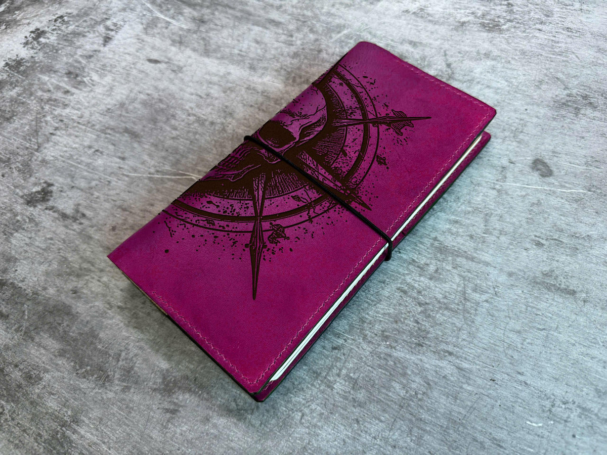 Skull Compass Leather Journal: Refillable Travel Notebook