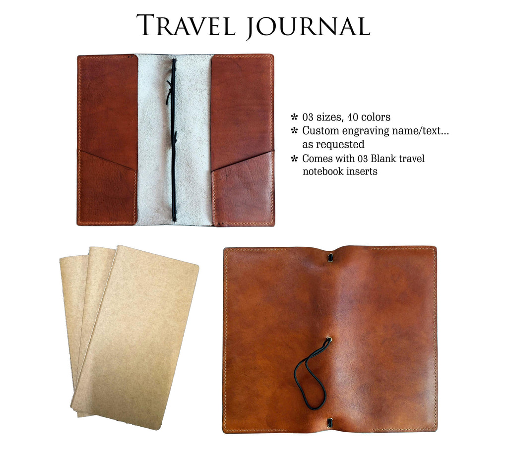 Engraved Lion Leather Travel Journal: Personalized Notebook Cover