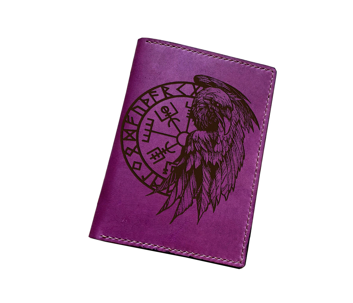 Celtic Raven Leather Journal Cover: A5 Viking Compass Notebook