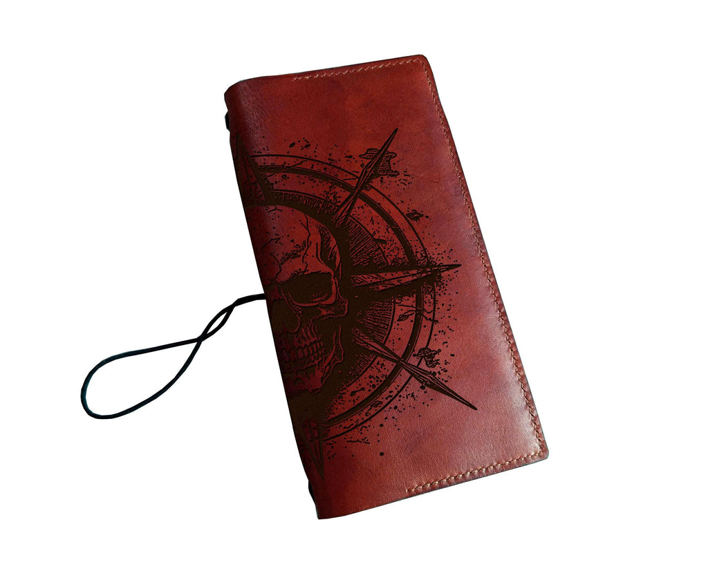 Skull Compass Leather Journal: Refillable Travel Notebook