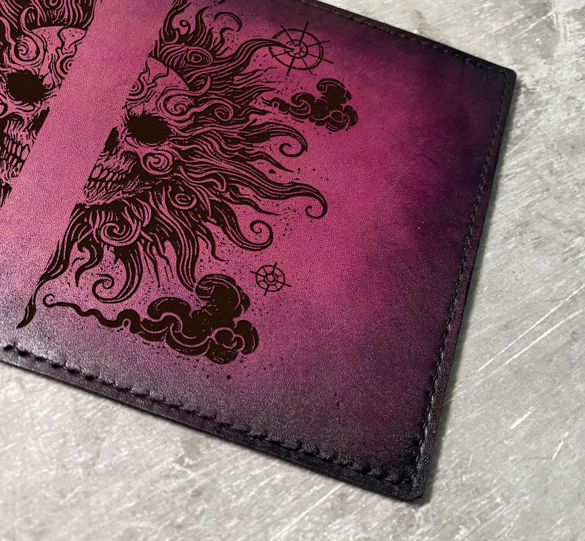 Skull Leather Journal Cover A5: Custom Engraved Compass Notebook