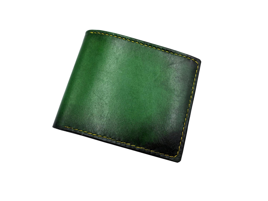 Handmade Green Vegtan Leather Wallet, Personalized Gift