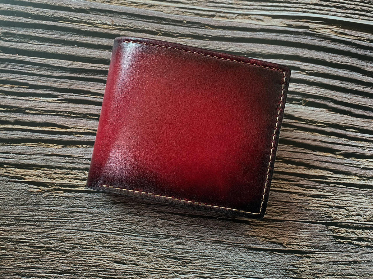 Red Leather Handmade Men's Wallet, Personalized Gift