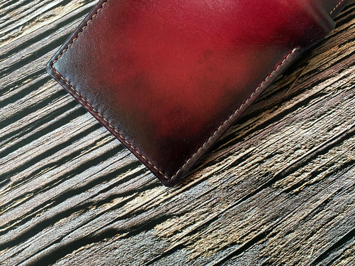 Red Leather Handmade Men's Wallet, Personalized Gift