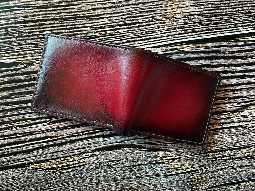 Red Leather Handmade Men's Wallet, Personalized Gift
