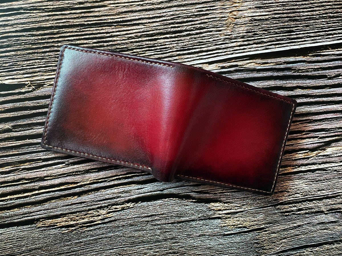 Red Leather Handmade Men's Wallet, Personalized Gift