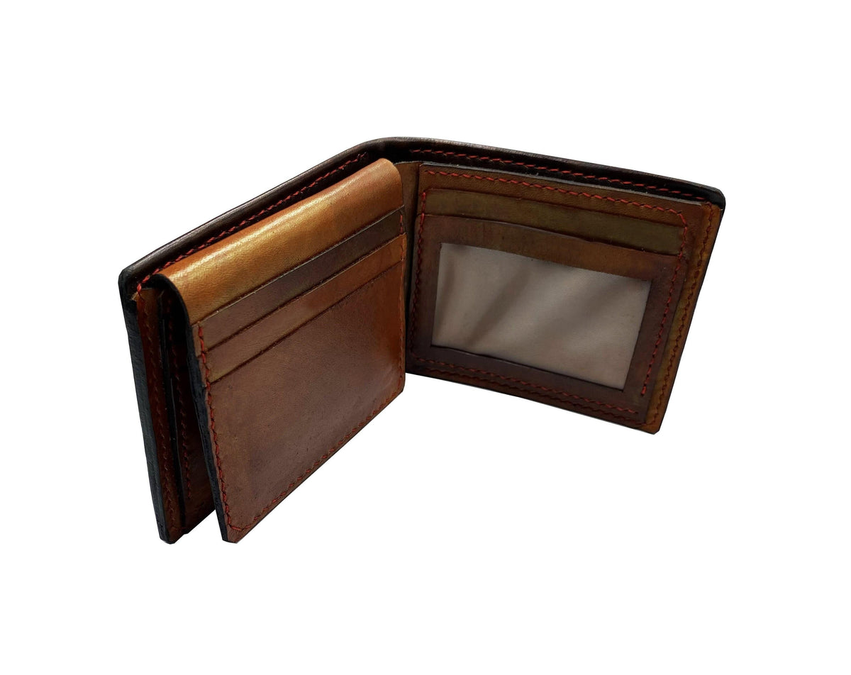 Handmade Vegetable Tanned Leather Bifold Wallet, Personalized Gift