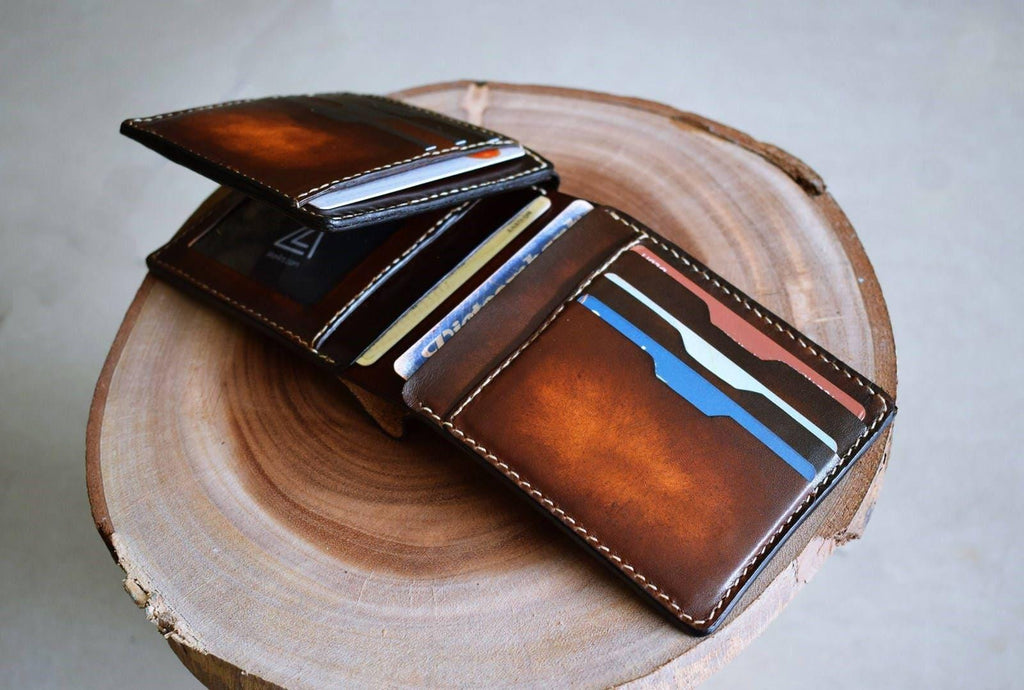 Personalized Leather Wallet, Handmade Cowhide, Anniversary Gift