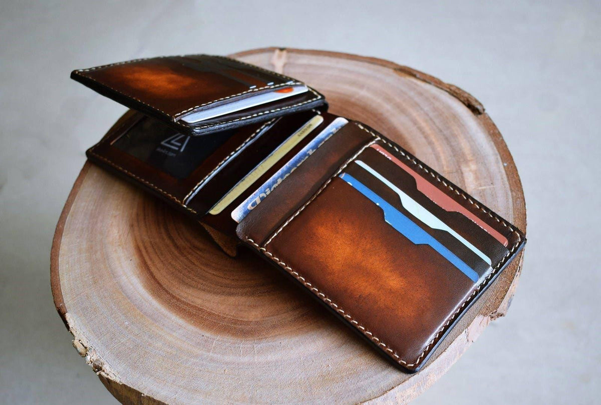 Personalized Leather Wallet, Handmade Cowhide, Anniversary Gift