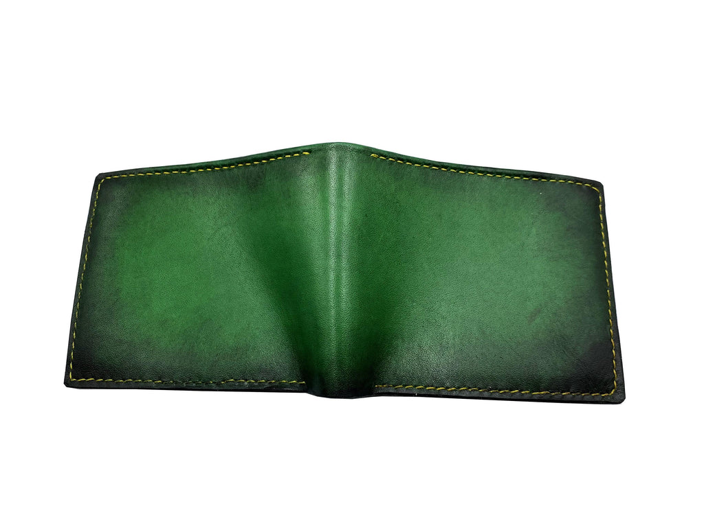 Handmade Green Vegtan Leather Wallet, Personalized Gift