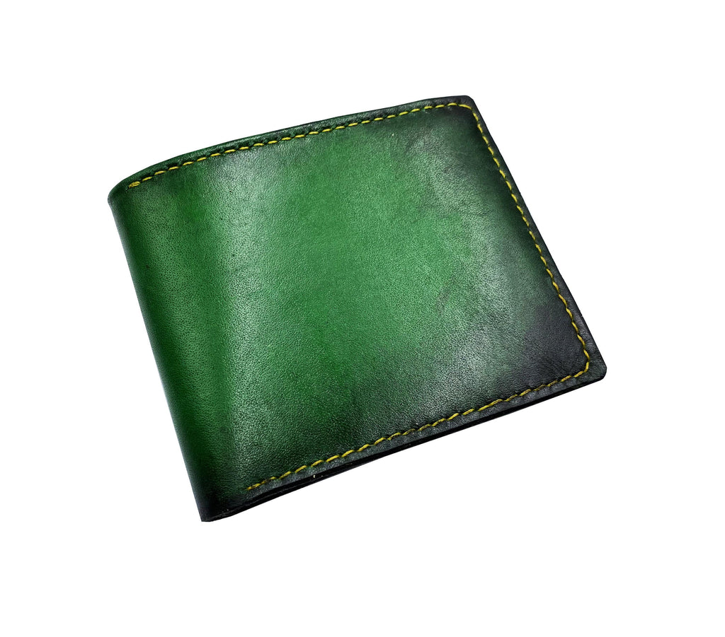 Handmade Green Vegtan Leather Wallet, Personalized Gift