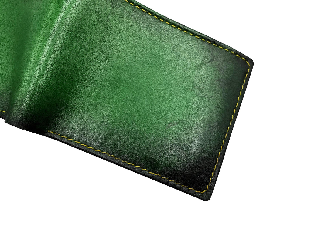 Handmade Green Vegtan Leather Wallet, Personalized Gift