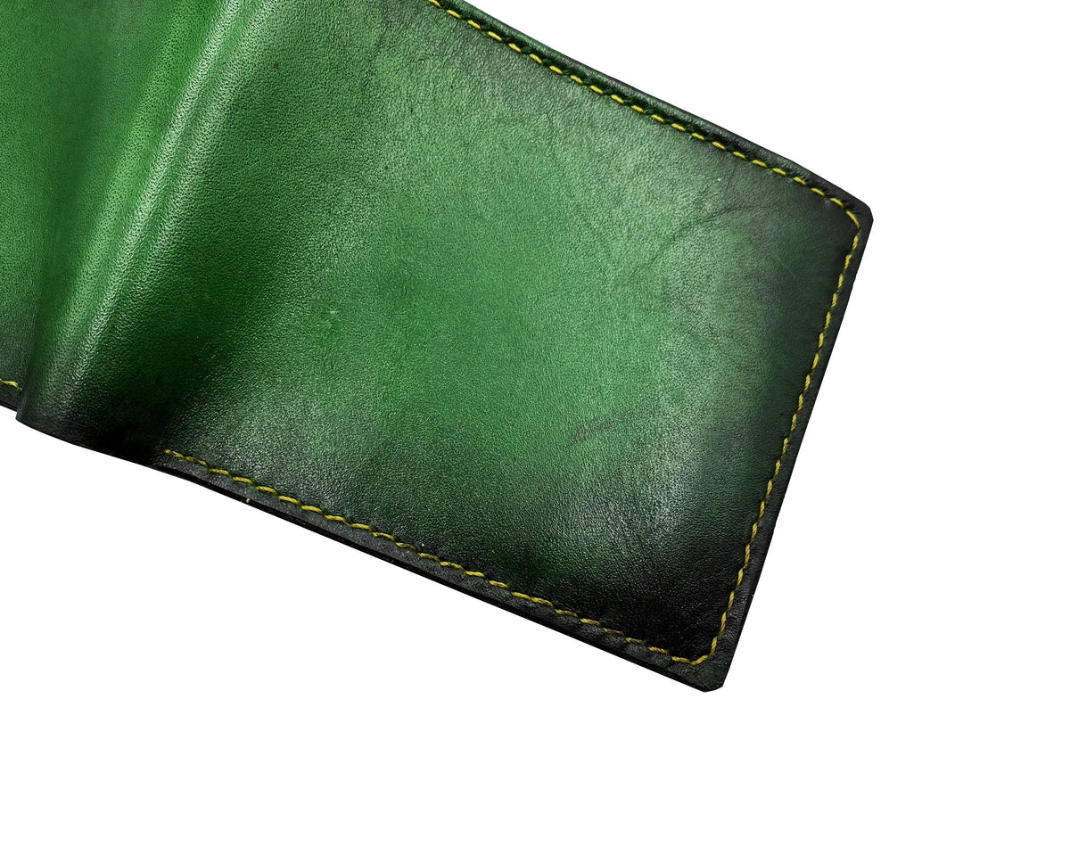Handmade Green Vegtan Leather Wallet, Personalized Gift