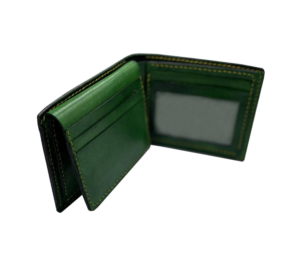 Handmade Green Vegtan Leather Wallet, Personalized Gift