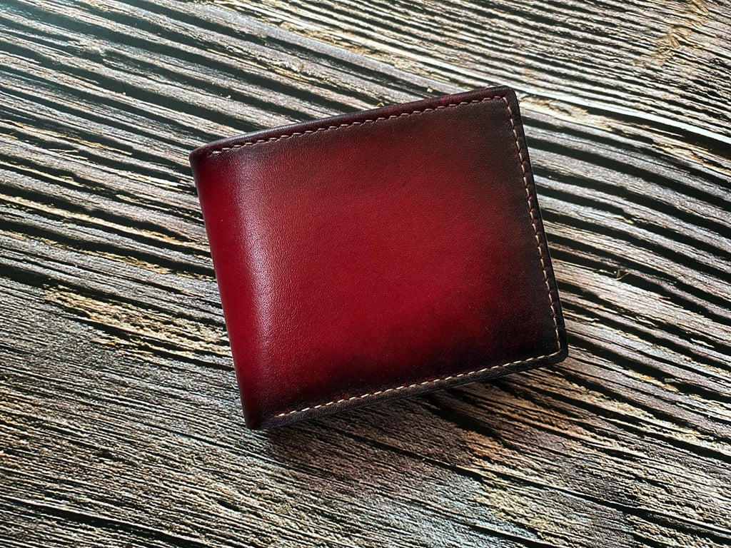 Red Leather Handmade Men's Wallet, Personalized Gift