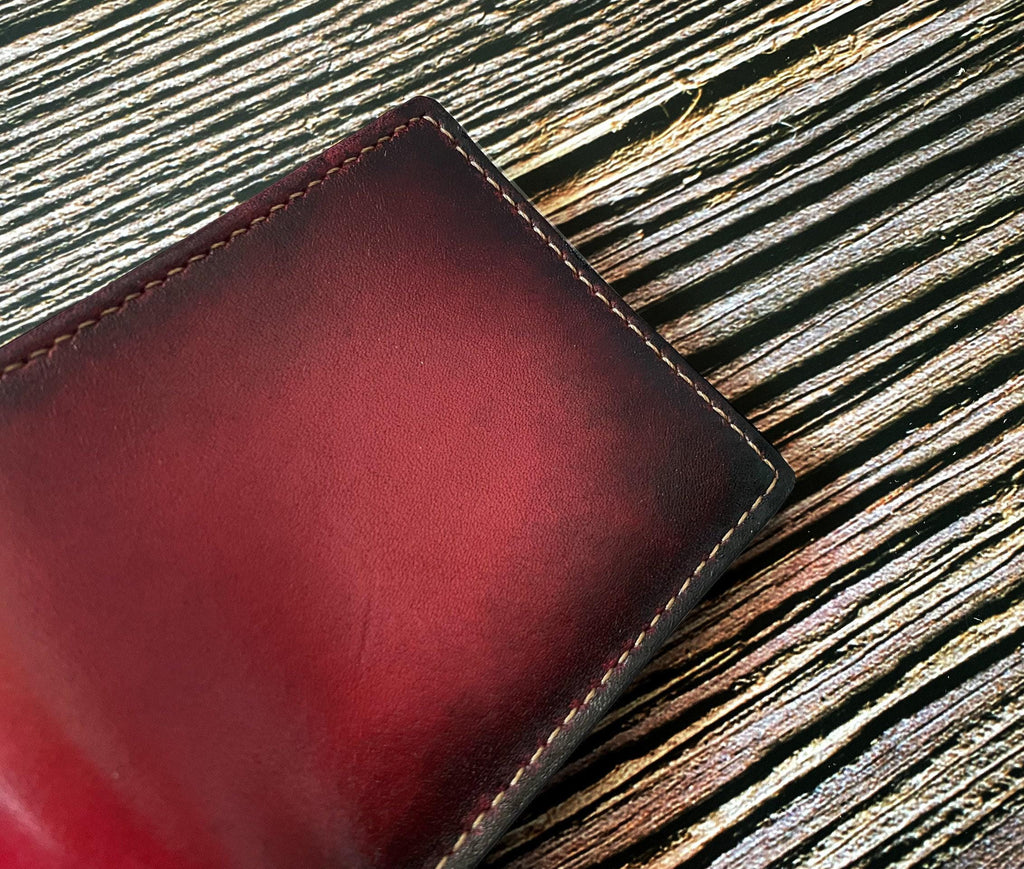 Red Leather Handmade Men's Wallet, Personalized Gift