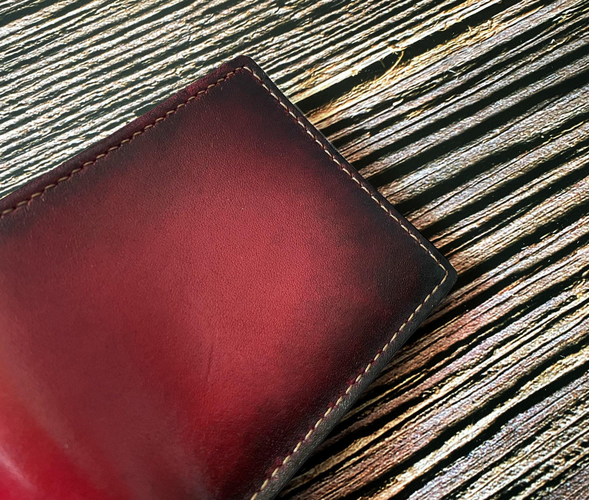Red Leather Handmade Men's Wallet, Personalized Gift