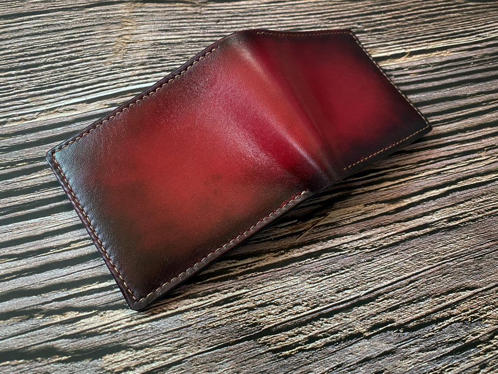 Red Leather Handmade Men's Wallet, Personalized Gift