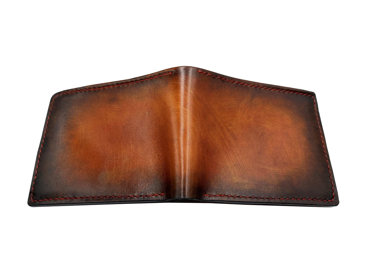 Handmade Vegetable Tanned Leather Bifold Wallet, Personalized Gift