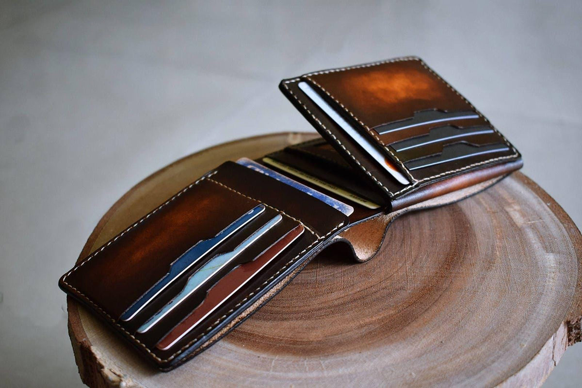 Personalized Leather Wallet, Handmade Cowhide, Anniversary Gift