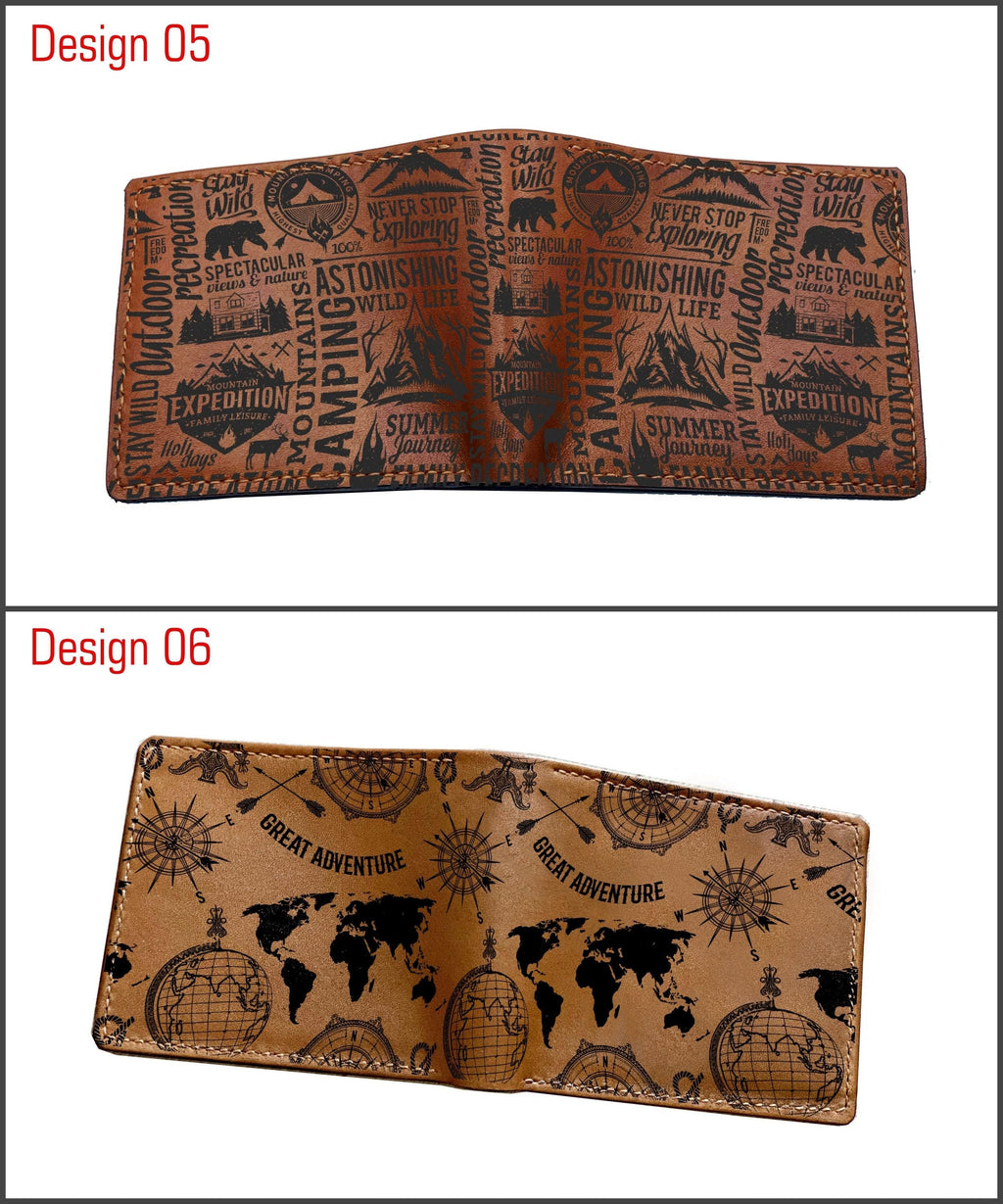 Personalized Leather Wallet, Custom Engraved, Travel Lover Gift
