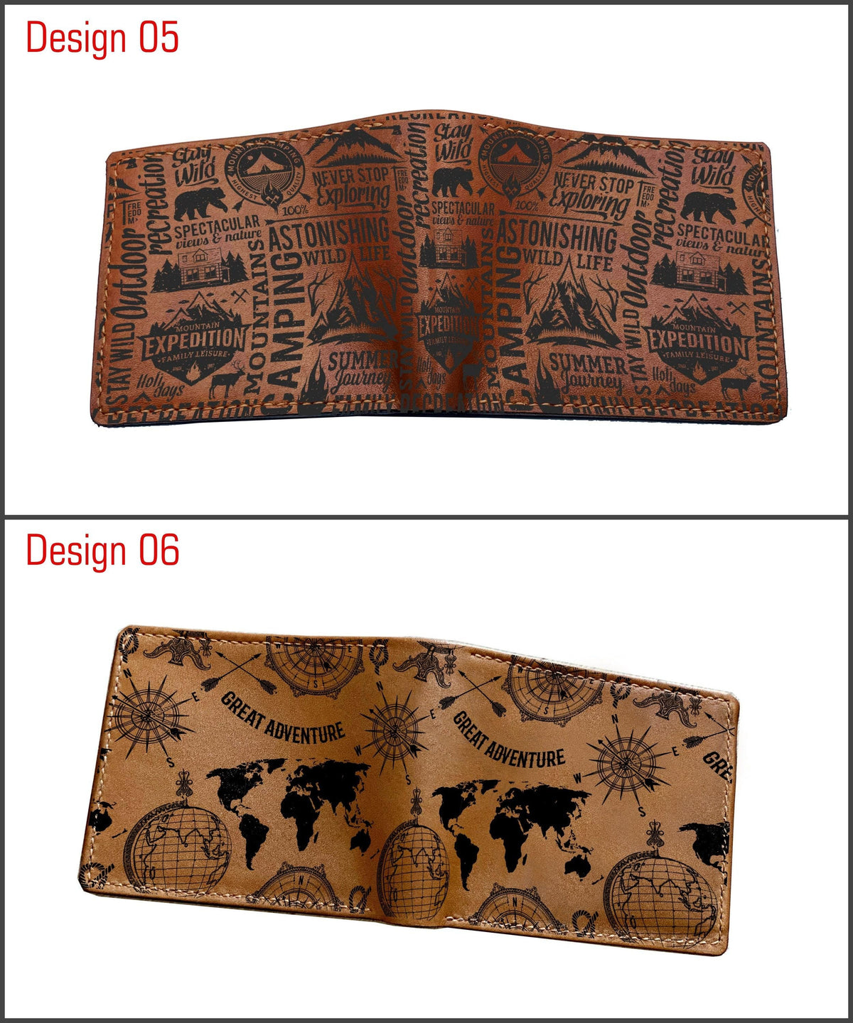 Personalized Leather Wallet, Custom Engraved, Travel Lover Gift