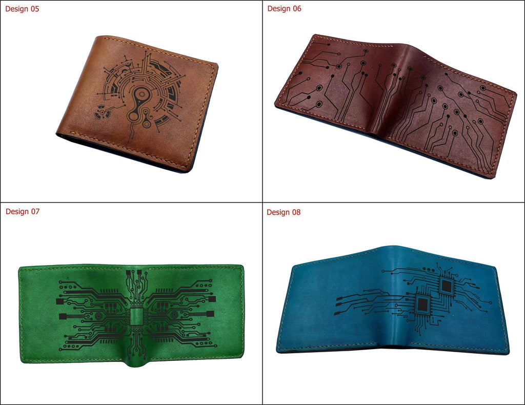 Circuit Board Heart Leather Wallet - Handmade Tech Gift