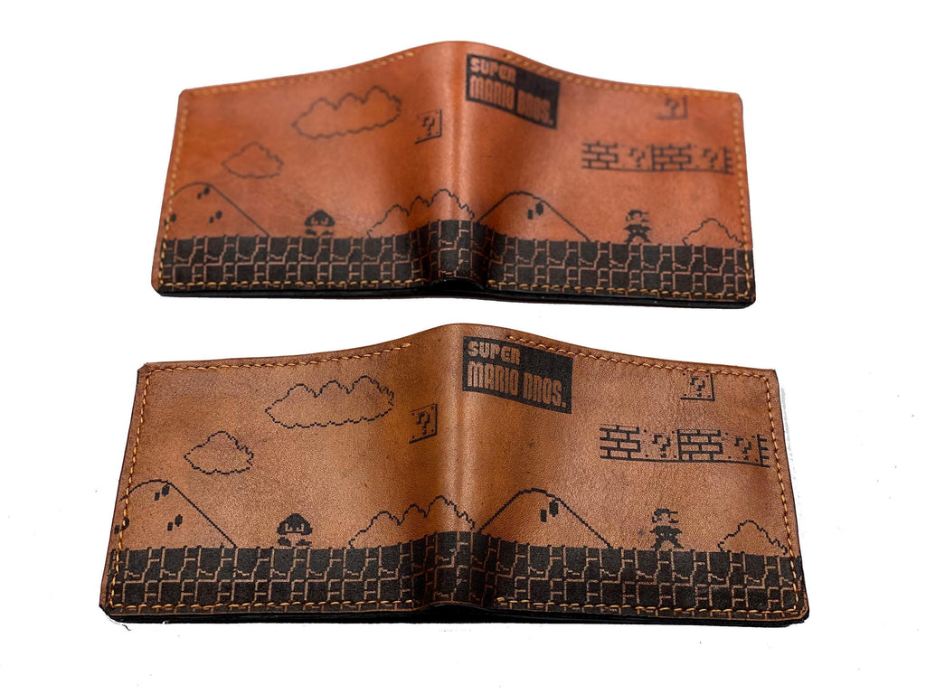 Super Mario Bros Leather Wallet, Personalized Gift for Him