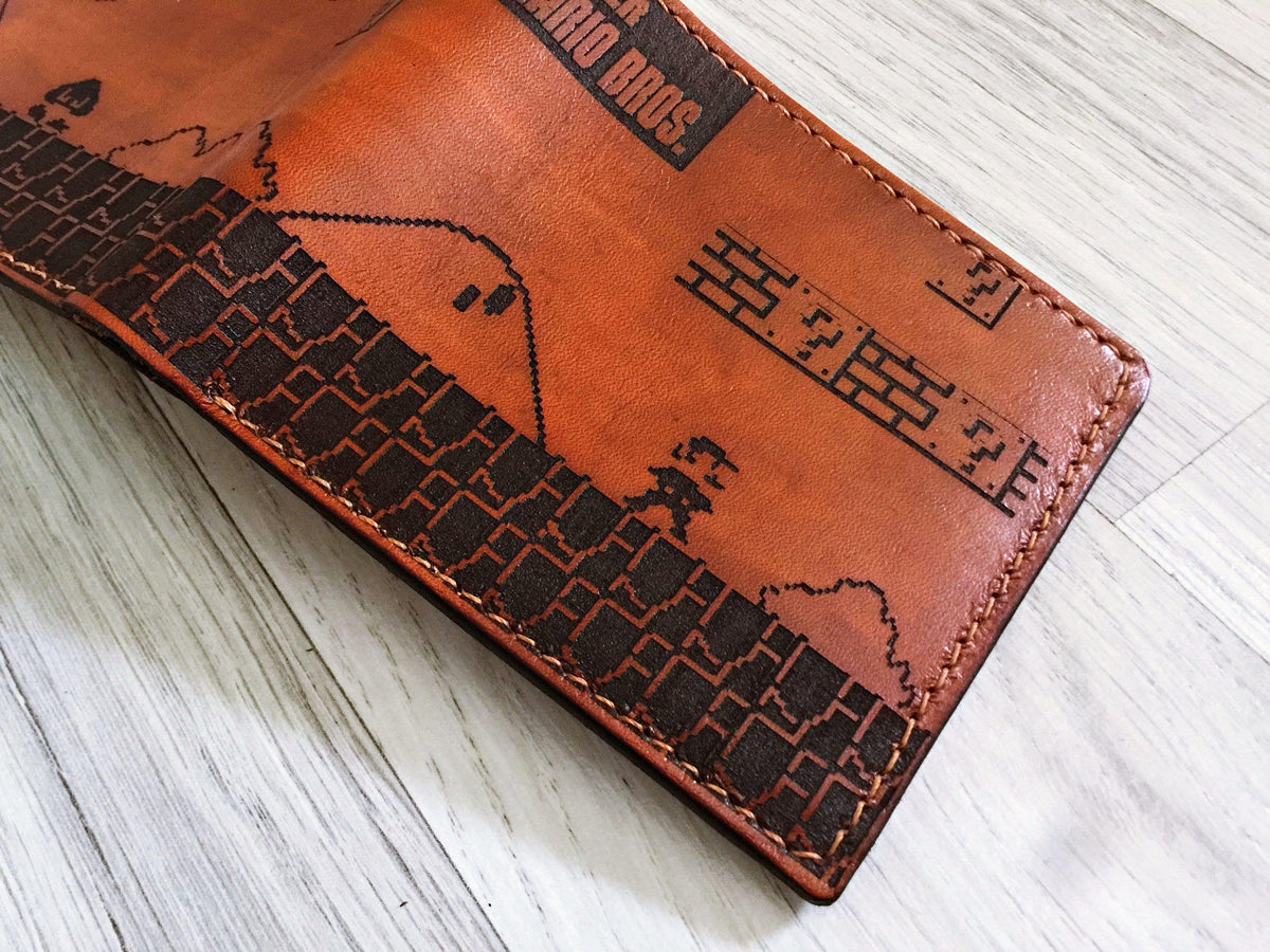 Super Mario Bros Leather Wallet, Personalized Gift for Him