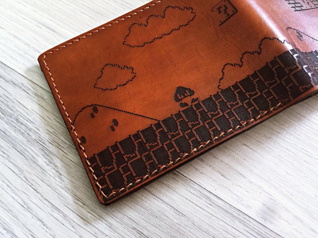 Super Mario Bros Leather Wallet, Personalized Gift for Him