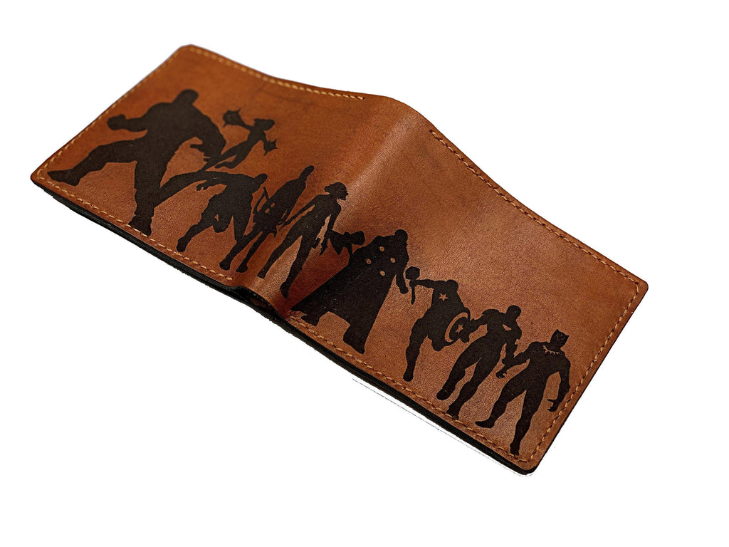 Personalized Avengers Leather Wallet, Handmade Comic Gift