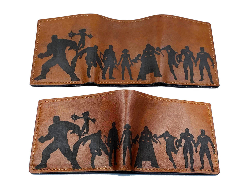 Personalized Avengers Leather Wallet, Handmade Comic Gift