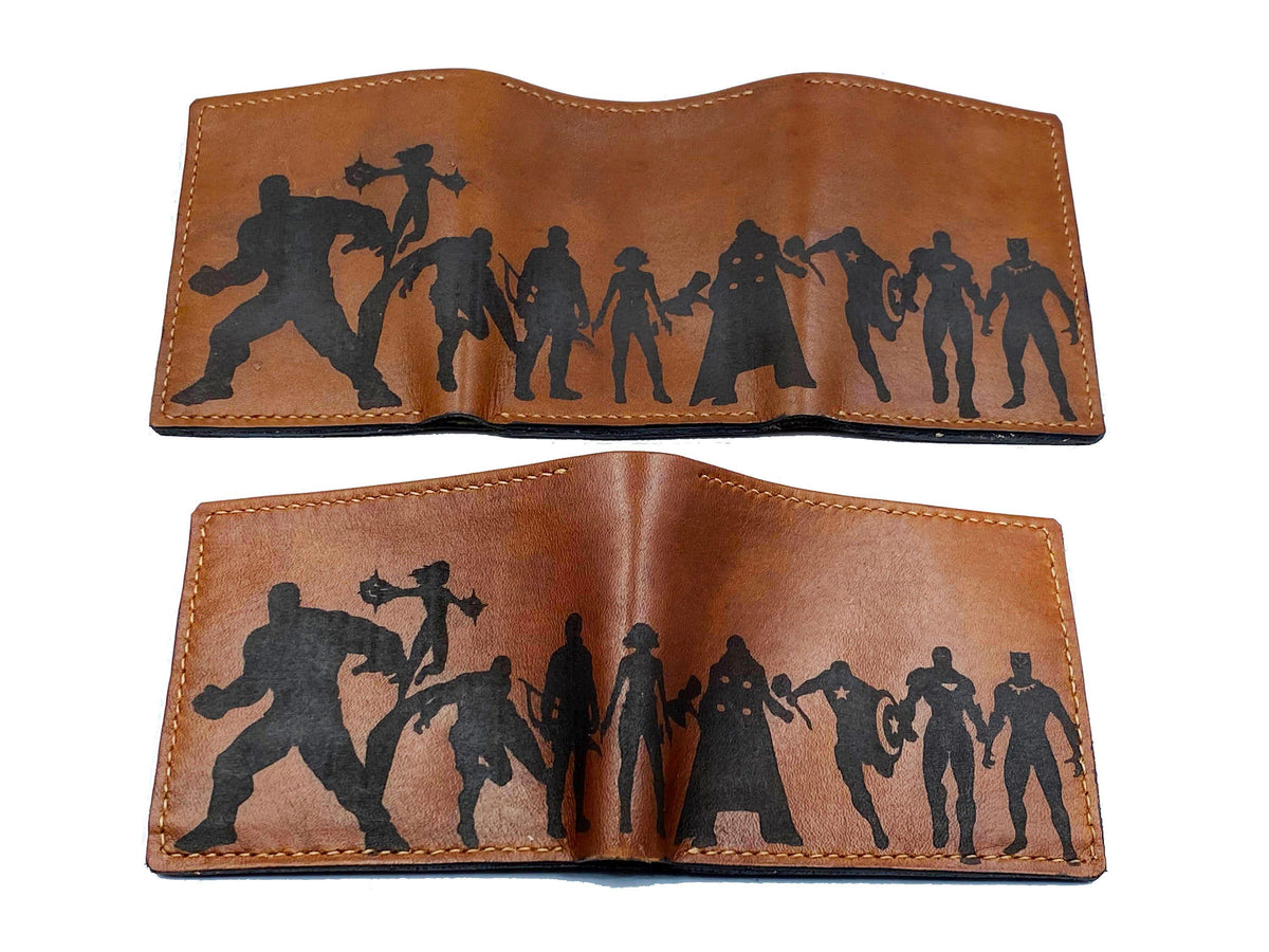 Personalized Avengers Leather Wallet, Handmade Comic Gift