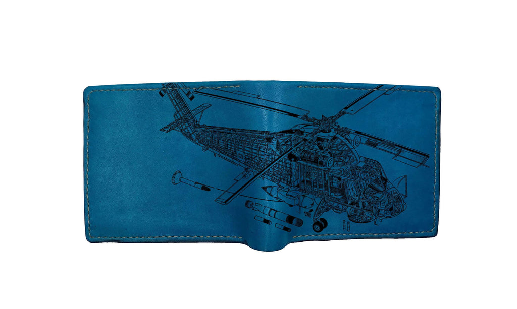 Custom Airplane Cutaway Leather Wallet - Handmade Veg-Tan