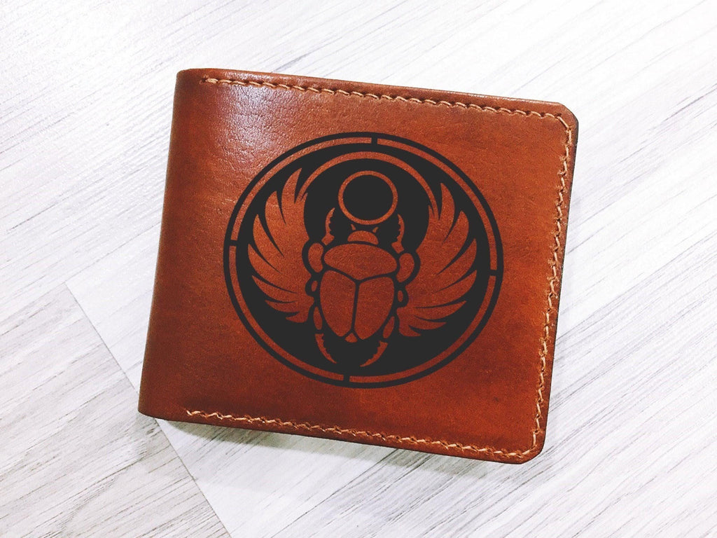 Personalized Leather Wallet: Anubis Engraved, Egyptian God Gift