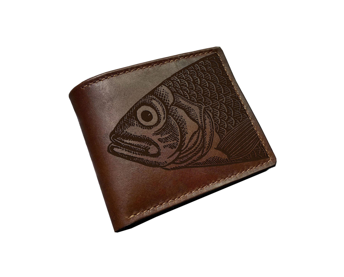 Fish Leather Bi-Fold Wallet, Ocean Art, Personalized Gift