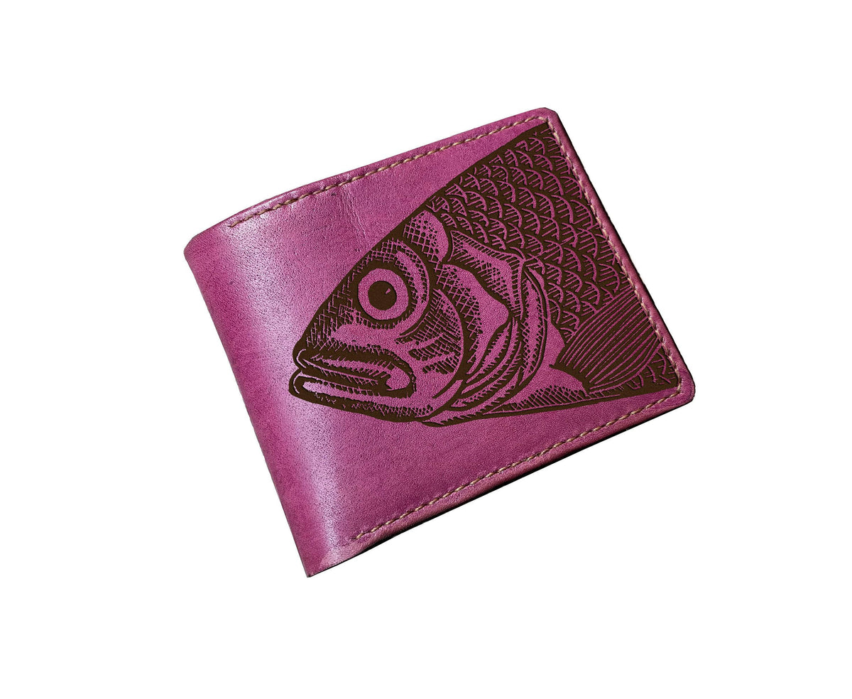 Fish Leather Bi-Fold Wallet, Ocean Art, Personalized Gift