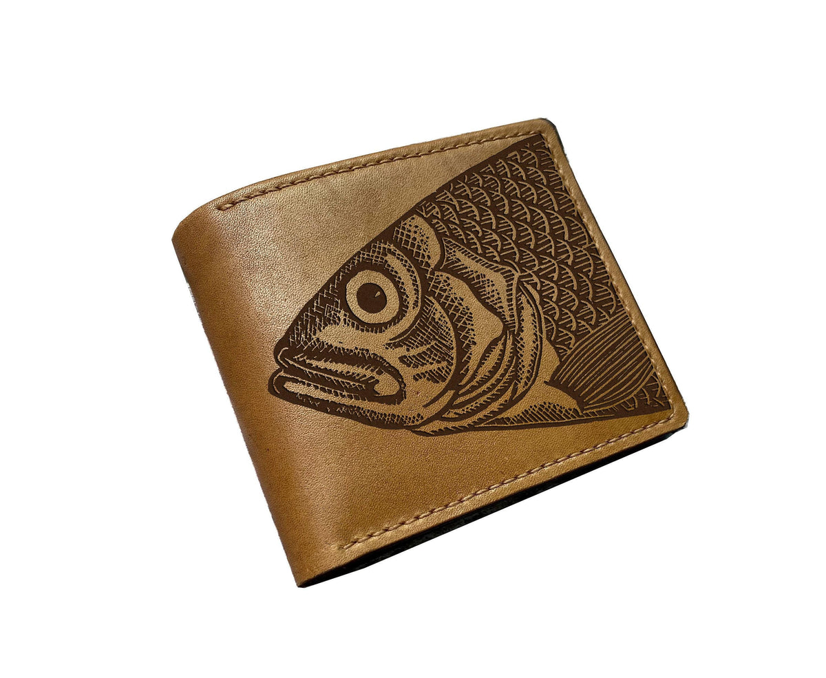 Fish Leather Bi-Fold Wallet, Ocean Art, Personalized Gift