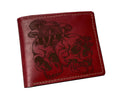 Handmade Vegetable-Tanned Leather Wallet, Skull Mushroom Engraving, Personalized Gift for Him