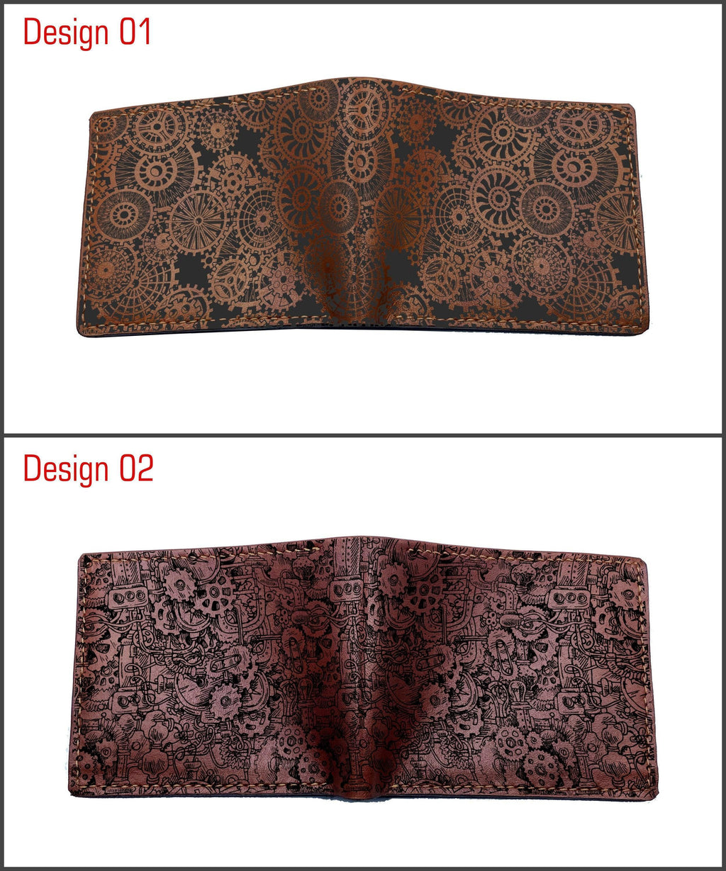 Steampunk Pipes Leather Wallet: Personalized Bifold Wallet for Men