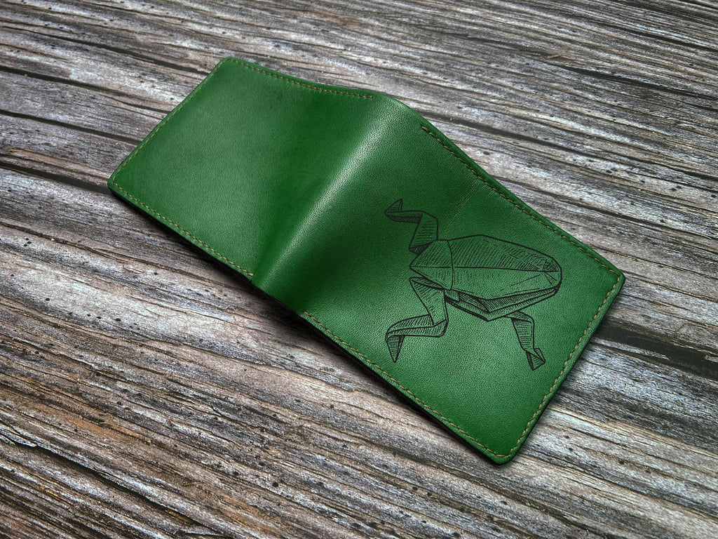 Origami Crane Leather Wallet: Handmade Bifold Wallet